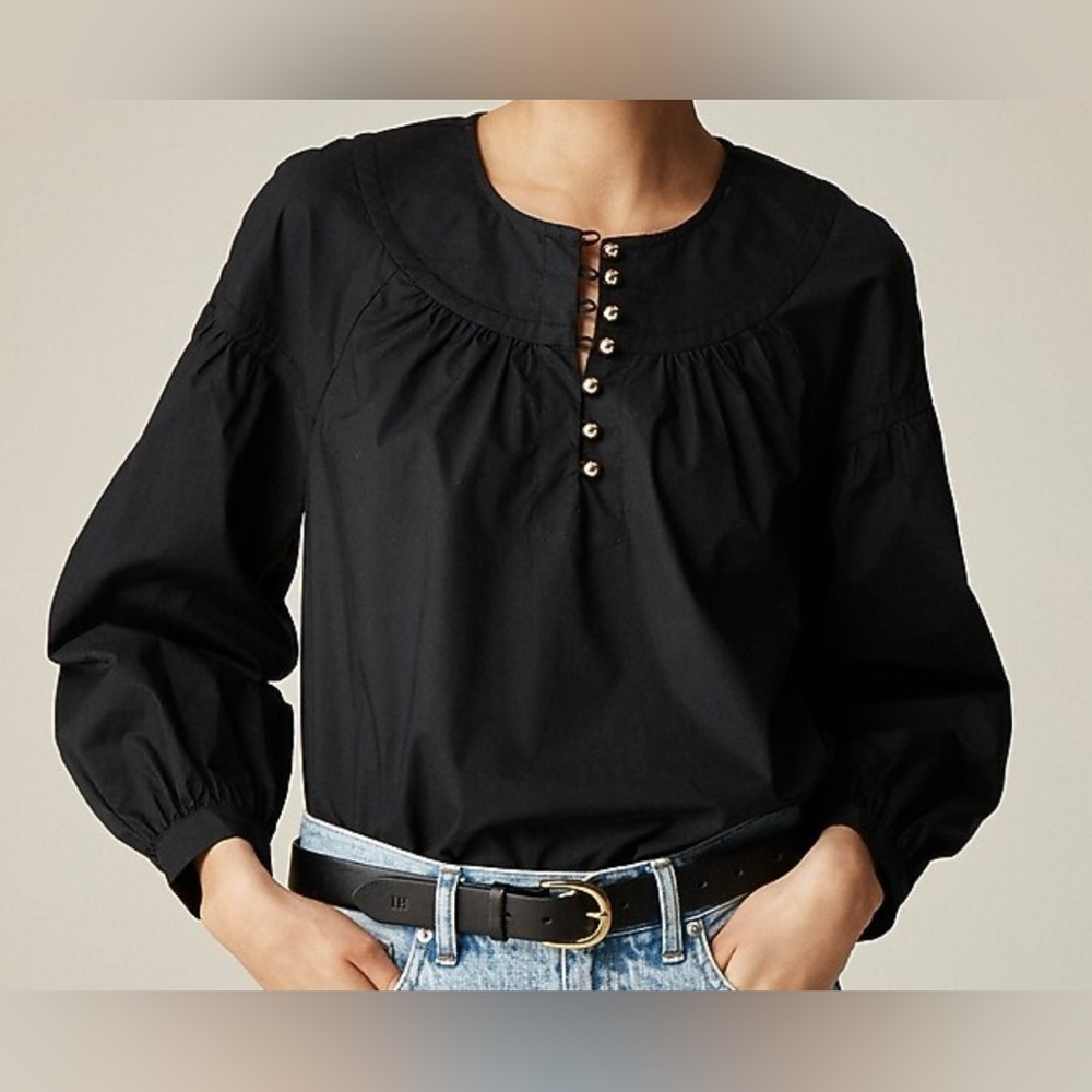 J. Crew Black Blouse with Button Detail